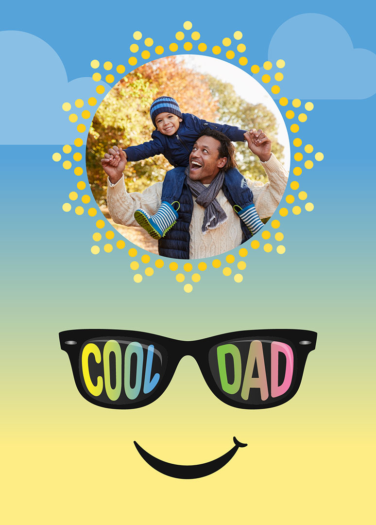 Photo Birthday Card with Cool Dad Sunglasses Design