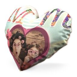 Small Heart Shaped Photo Cushion (12") with Watercolour design