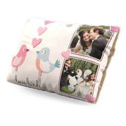 Personalised Pillow (19" x 13") with Love Birds Three Hearts design