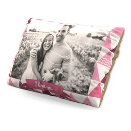 Personalised Pillow (19" x 13") with Pink Triangles design