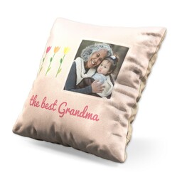 Small Photo Cushion (12" sq) with Best Grandparents Tulips design