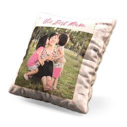 Small Photo Cushion (12" sq) with Best Mum Tulips design