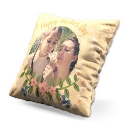 Small Photo Cushion (12" sq) with Happy Mother's Day Spiral design