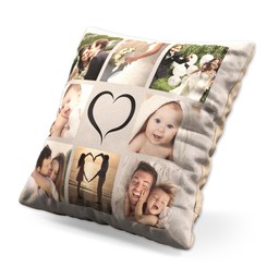 Small Photo Cushion (12" sq) with Heart Custom Colour design