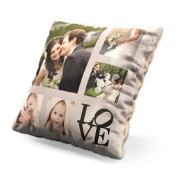 Small Photo Cushion (12" sq) with Love Custom Colour design