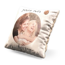 Small Photo Cushion (12" sq) with Nuts Mum design
