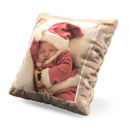 Small Photo Cushion (12" sq) with Snowflakes in Multiple Colours design