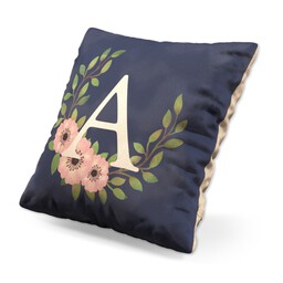 Small Photo Cushion (12" sq) with Wreath Monogram Custom Colour design