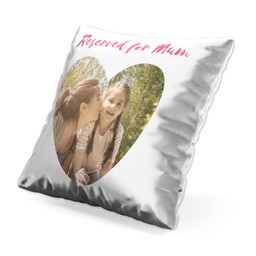 Small Luxury Canvas Photo Cushion (12" sq) with Reserved For Mum design