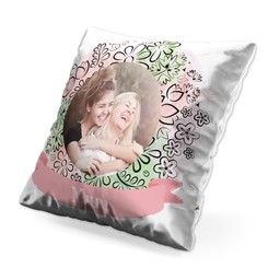 Small Luxury Canvas Photo Cushion (12" sq) with Watercolour Flowers design