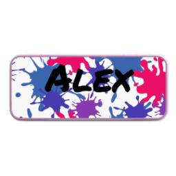 Thumbnail for Personalised Pencil Tins Pink with Paint Splatter design 1