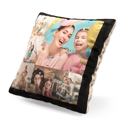 Small Photo Cushion (12" sq) with Borderless Collage Custom Colour design