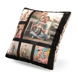 Small Photo Cushion (12" sq) with Bordered Collage Custom Colour design