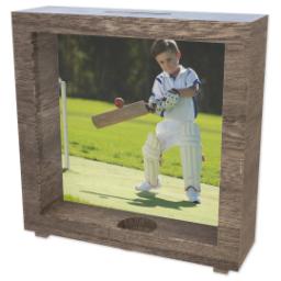 Thumbnail for Personalised Brown Wooden Money Box with Full Photo design 2